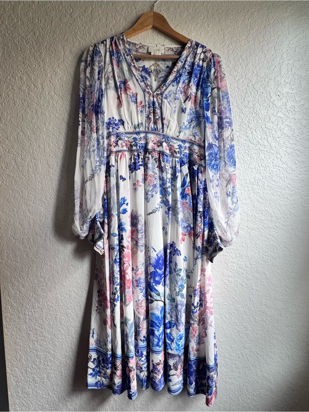 CAMILLA Silk A Ceramic Garden Long Button Front Maxi Dress Size Medium